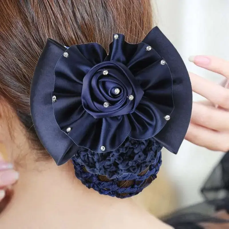 Rose hairnet with rhinestones in Navy