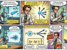 Quadrinhos explicando o principio da incerteza de Heisenberg