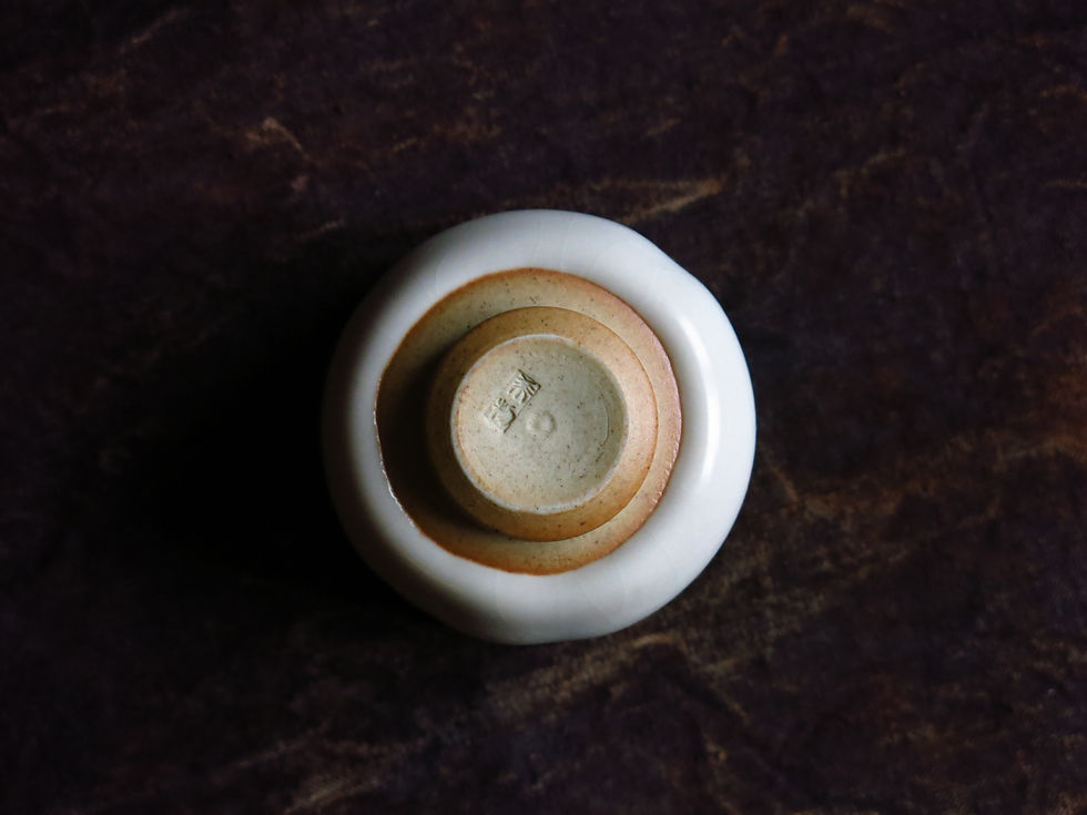 Thumbnail: Handmade White Shino Glazed Teacup, 55ml