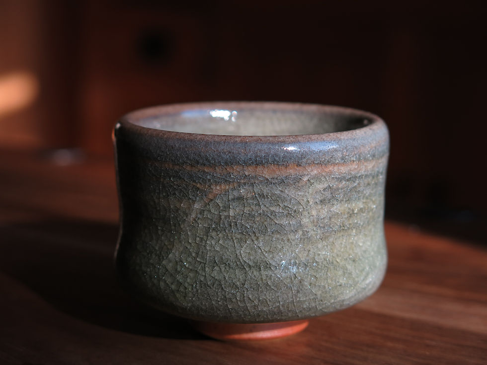 Thumbnail: Handmade Wood Ash Green Teacup, 60ml