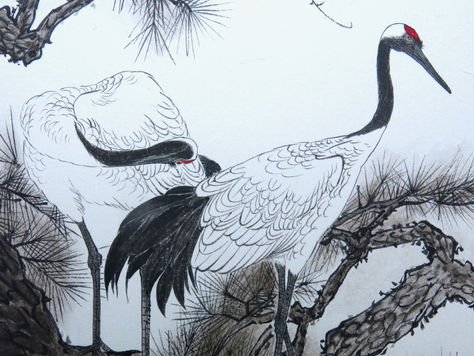 Why do pine and crane represent longevity in Chinese culture?