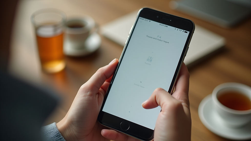 High angle view of a smartphone with a therapy app open