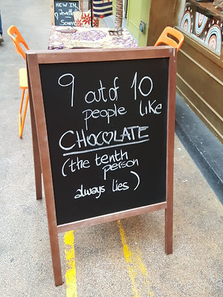 Signpost outside a chocolate shop in London