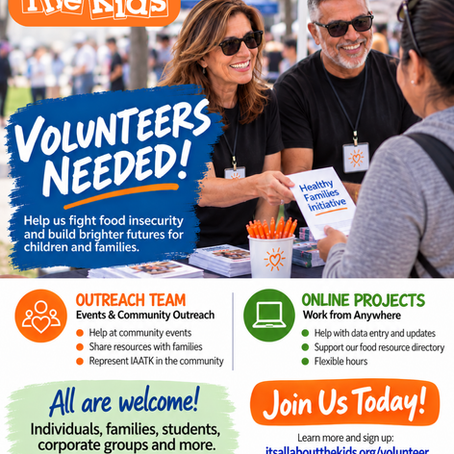 Volunteers needed at It's All About the Kids Foundation