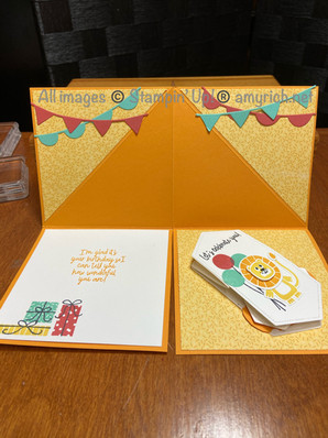 Peek-a-boo tent fold card - open
