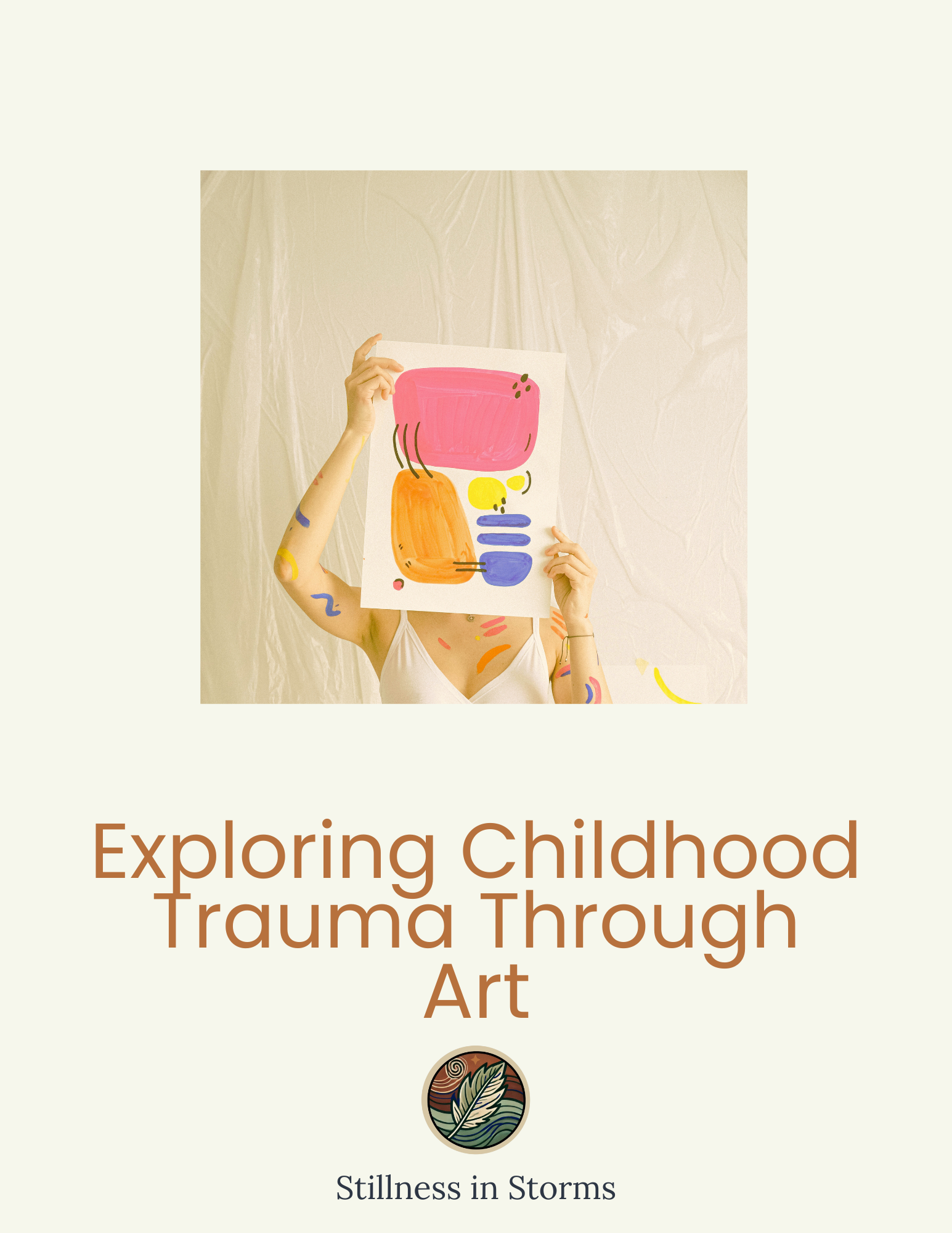 The cover of a workbook titled Exploring Childhood Trauma Through Art.