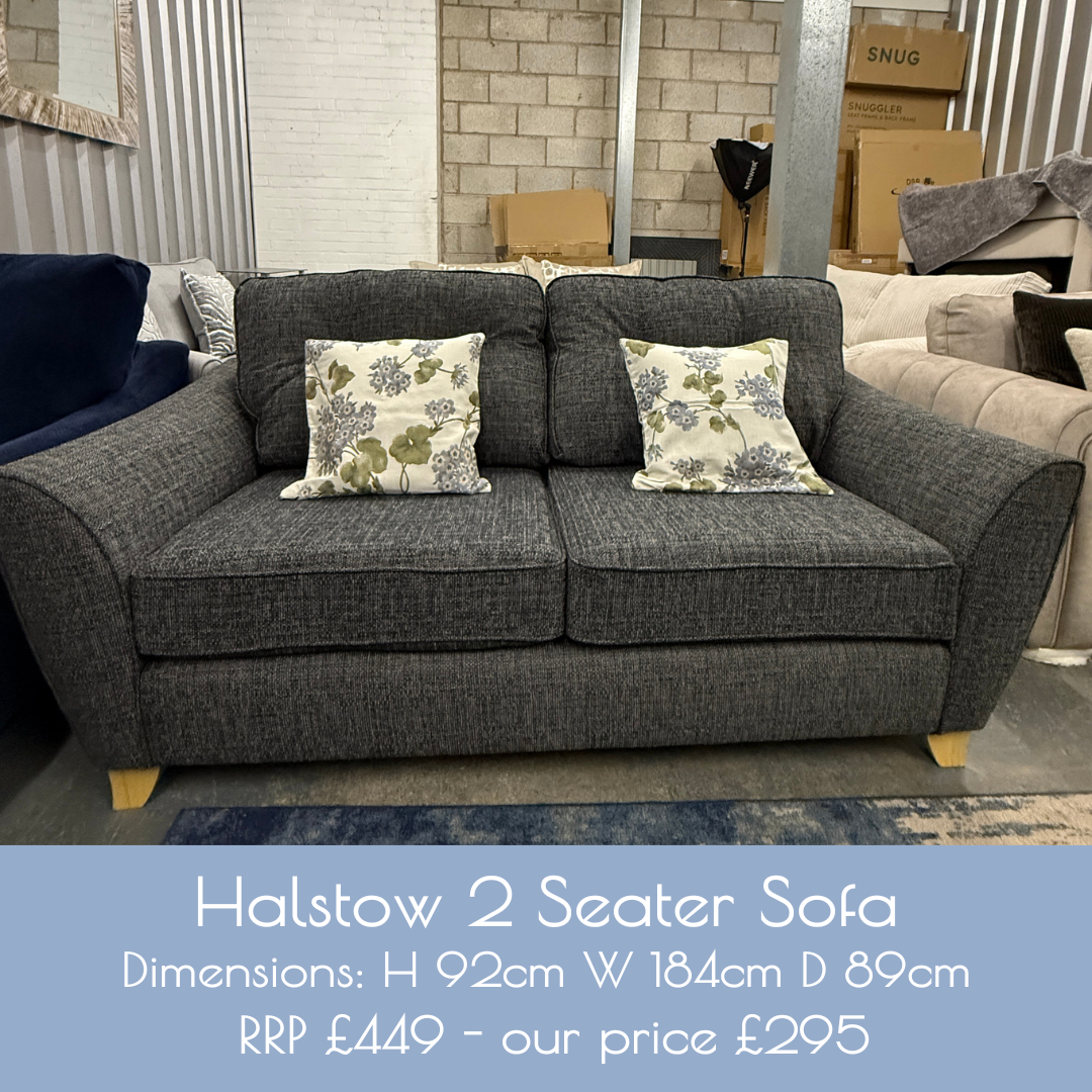 Halstow 2 Seater Fabric Sofa - Charcoal