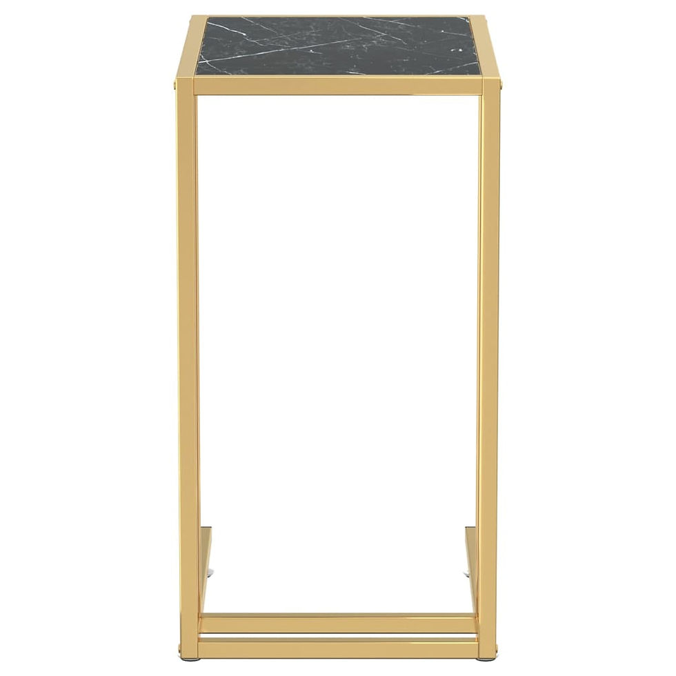 Миниатюра: Странична маса за компютър черен мрамор 50x35x65 см стъкло
