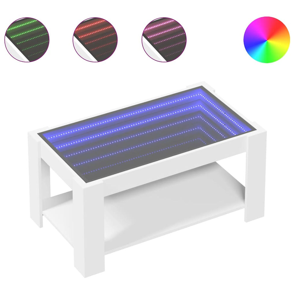 Миниатюра: Маса за кафе с LED бяла 93x53x45 см инженерно дърво