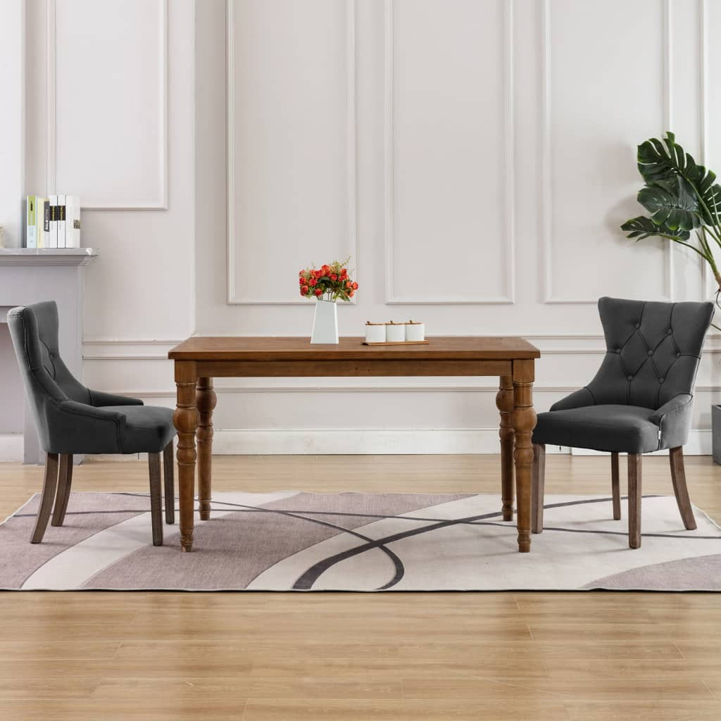 Трапезни столове 2 бр сиви текстил