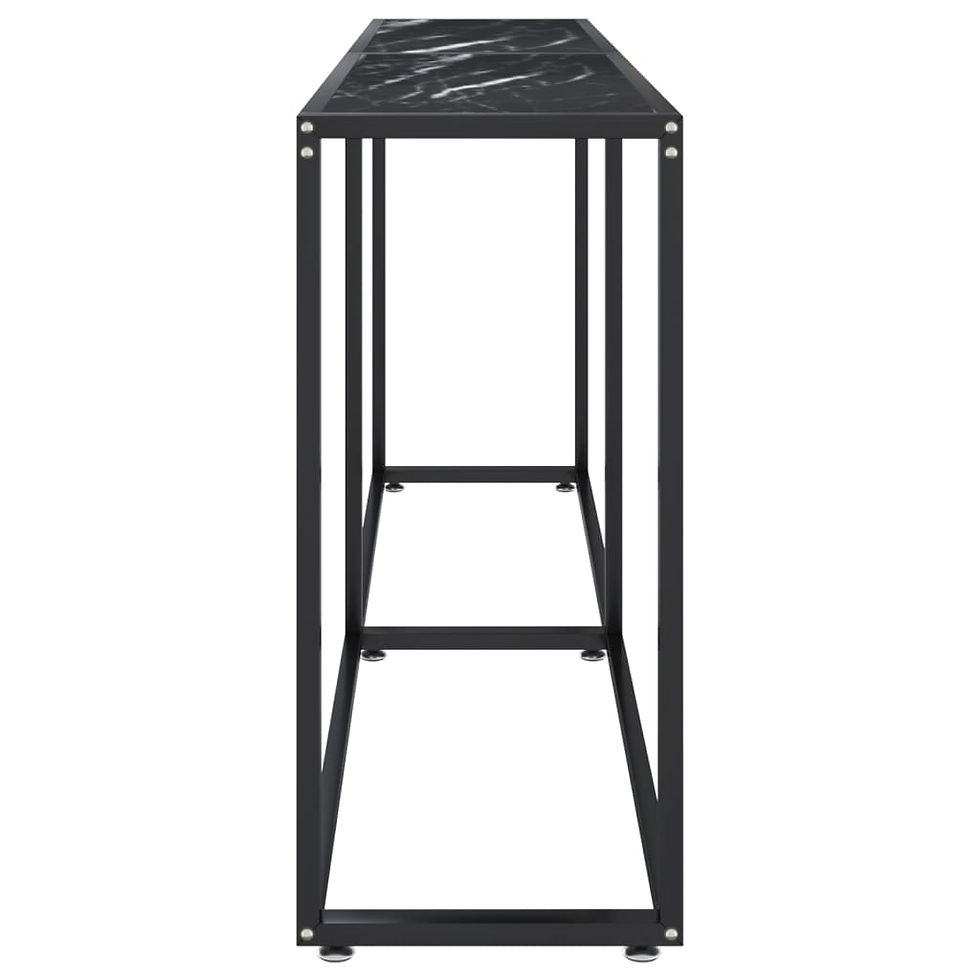 Миниатюра: Конзолна маса черен мрамор 180x35x755 cм закалено стъкло
