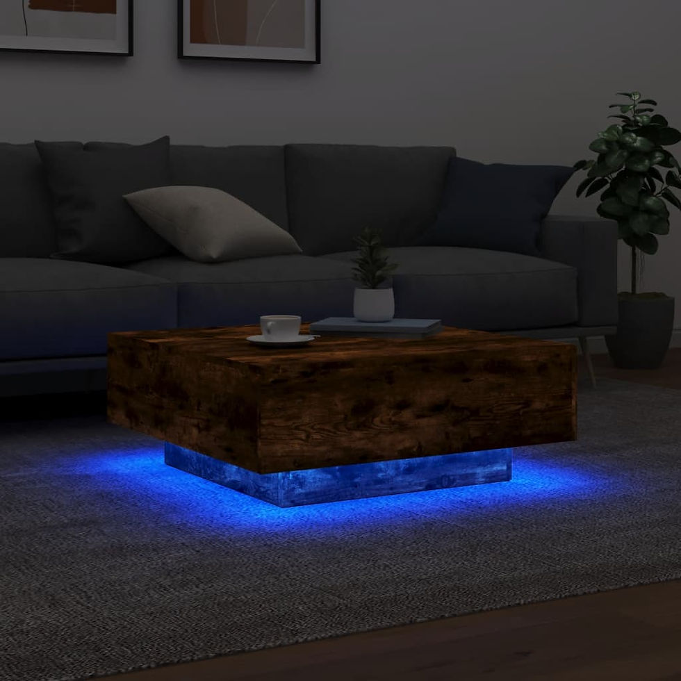 Миниатюра: Маса за кафе с LED осветление опушен дъб 80x80x31 см