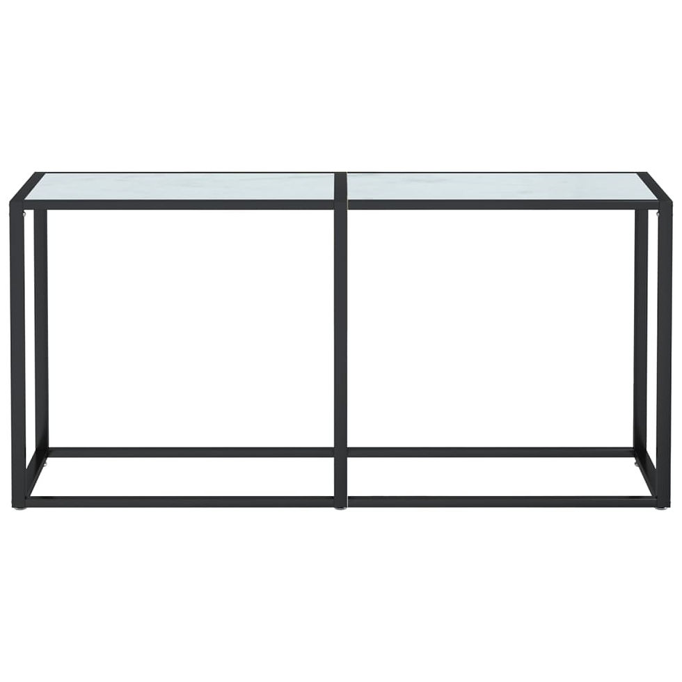 Миниатюра: Конзолна маса бял мрамор 160x35x755 cм закалено стъкло
