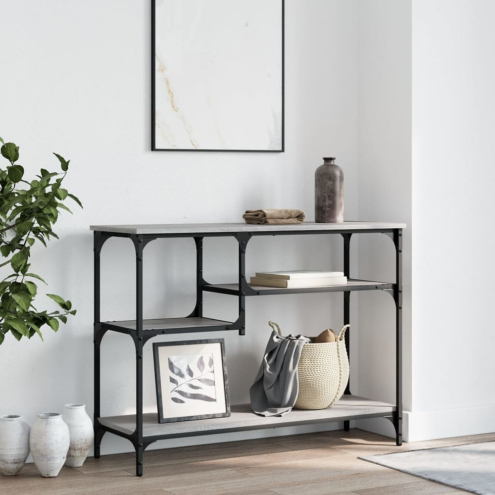 Миниатюра: Конзолна маса с рафтове сив сонома 100x35x75 cм