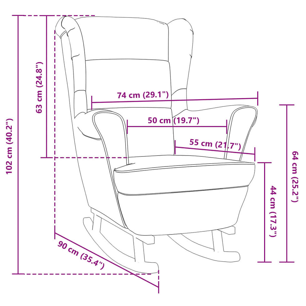Миниатюра: Люлеещ се стол с облегалка розов кадифе и масивно дърво