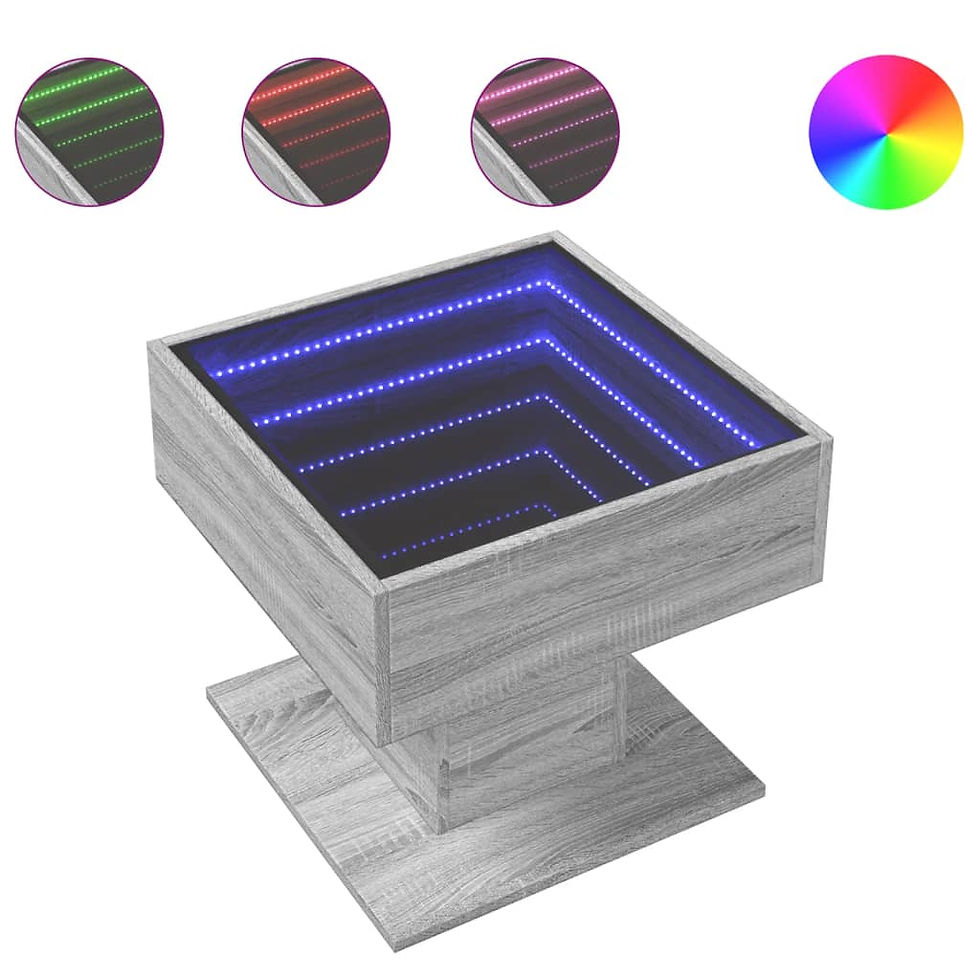 Миниатюра: Маса за кафе с LED сив сонома 50x50x45 см инженерно дърво