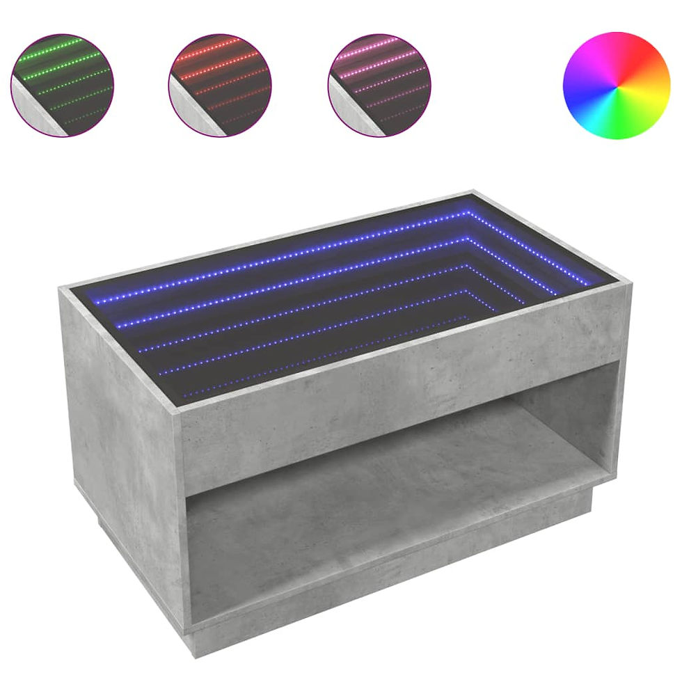Миниатюра: Маса за кафе с Infinity LED бетонно сива 90x50x50 см