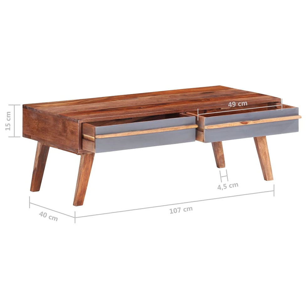 Миниатюра: Кафе маса сива 110x50x40 см масивно дърво
