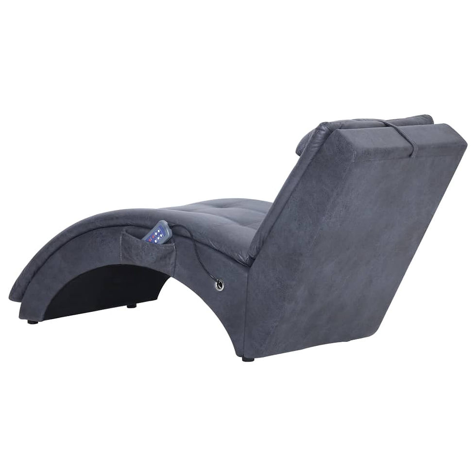 Миниатюра: Масажираща кушетка с възглавница сива изкуствен велур