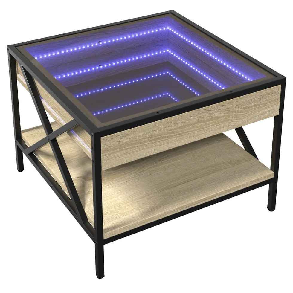 Миниатюра: Маса за кафе с Infinity LED сонома дъб 50x50x38 см