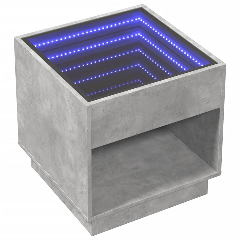 Миниатюра: Маса за кафе с Infinity LED бетонно сив 50x50x50 см