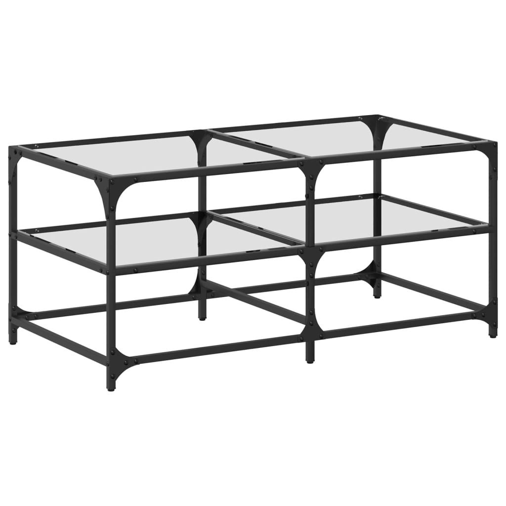 Маса за кафе с прозрачен стъклен плот 985x50x45 см стомана