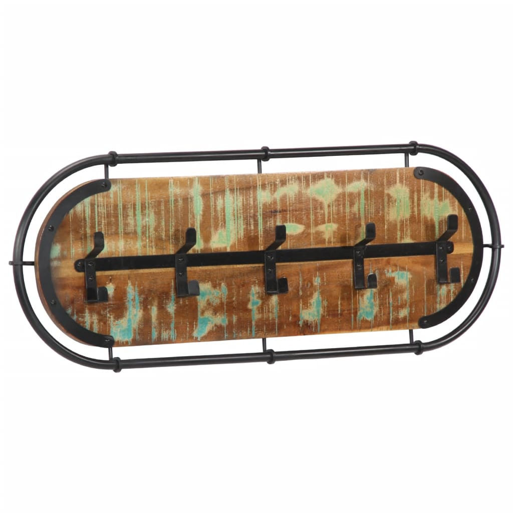 Стенна закачалка с 5 куки регенерирано дърво масив