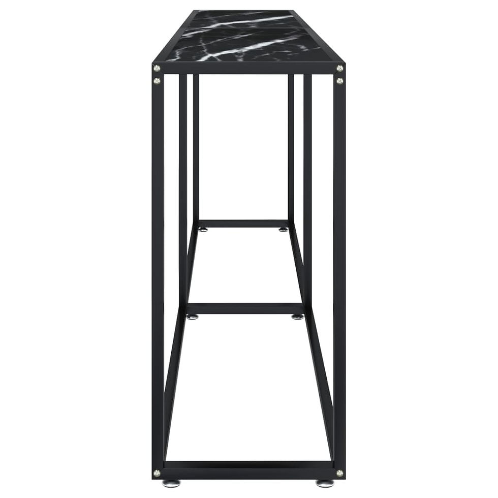 Миниатюра: Конзолна маса черен мрамор 200x35x755 cм закалено стъкло