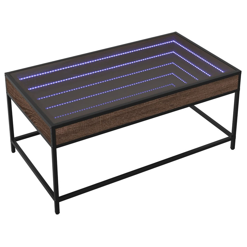 Миниатюра: Маса за кафе с Infinity LED кафяв дъб 90x50x41 см