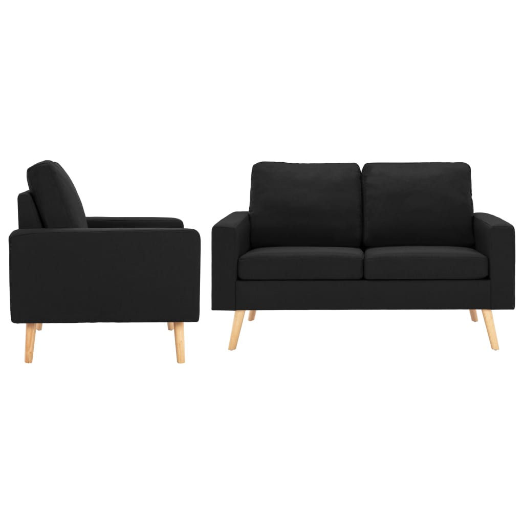 Комплект дивани 2 части текстил черен