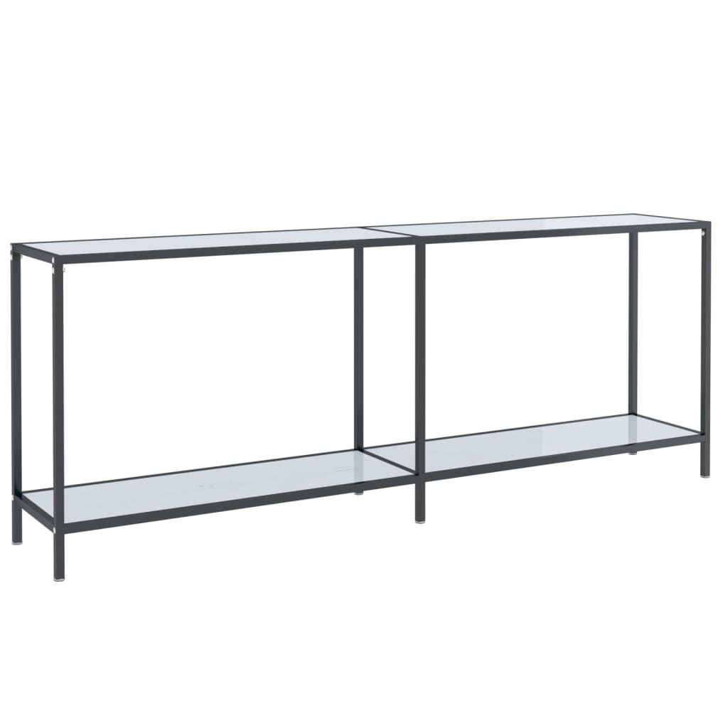 Конзолна маса бяла 200x35x755 cм закалено стъкло