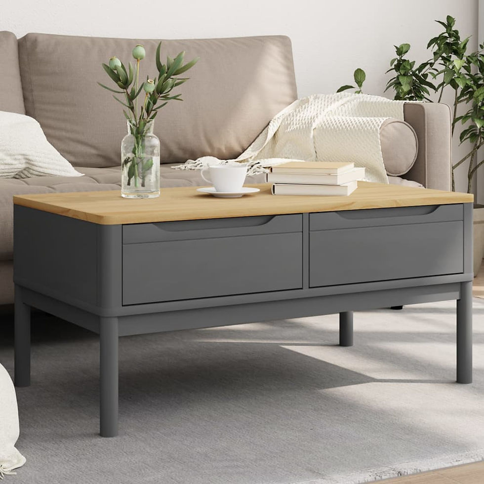 Миниатюра: Кафе маса FLORO сива 99x555x45 см борово дърво масив