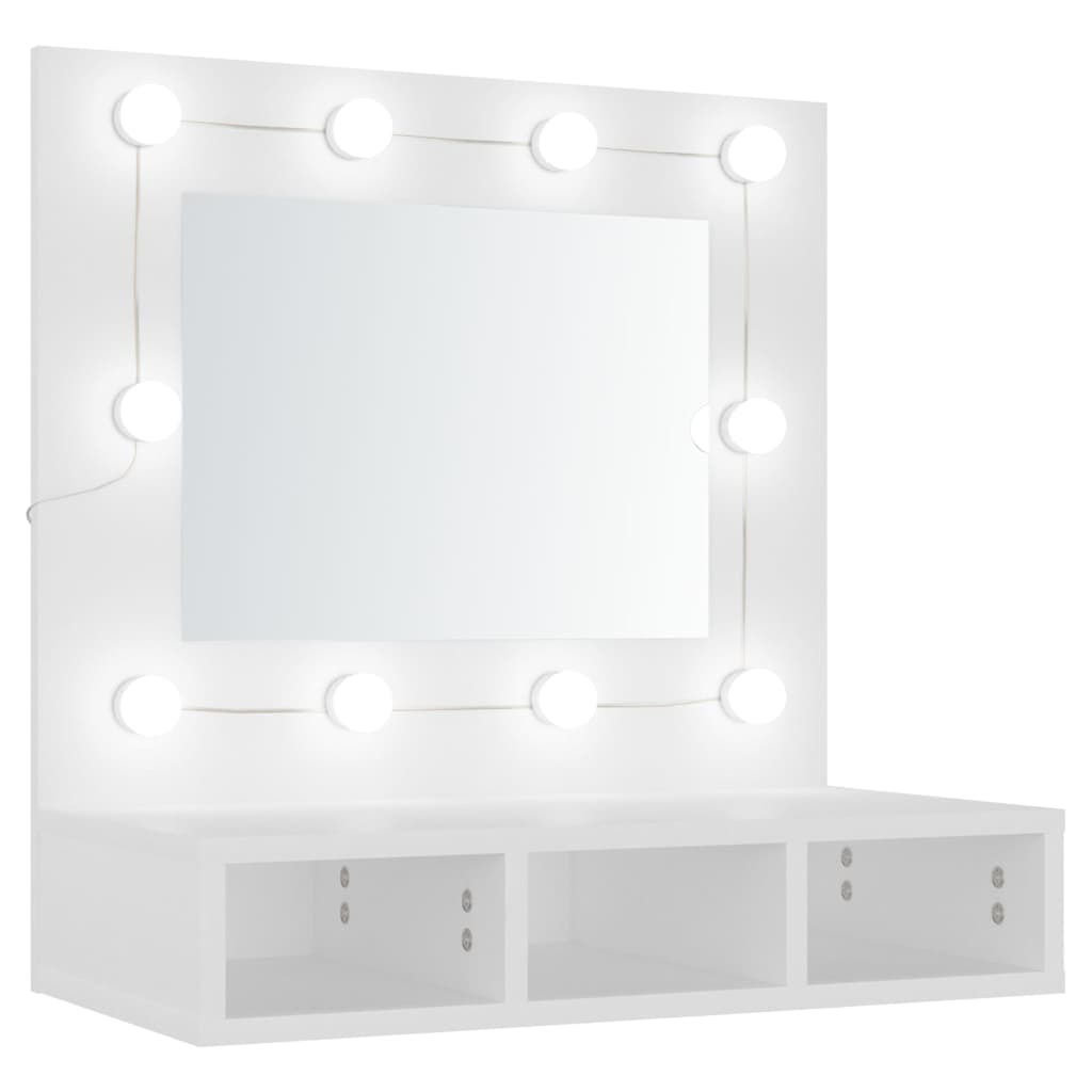 Огледален шкаф с LED бял 60x315x62 см