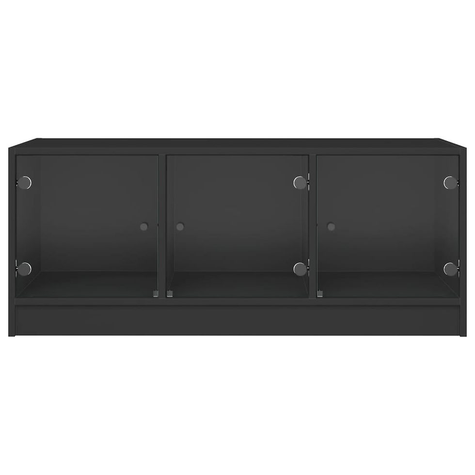Миниатюра: Маса за кафе със стъклени врати черна 102x50x42 см