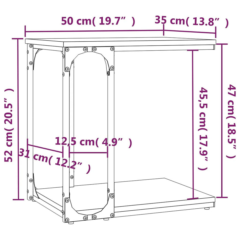 Миниатюра: Странична маса cив сонома 50x35x52 см инженерно дърво