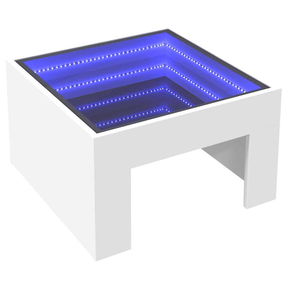 Миниатюра: Маса за кафе с Infinity LED бяла 50x50x30 см