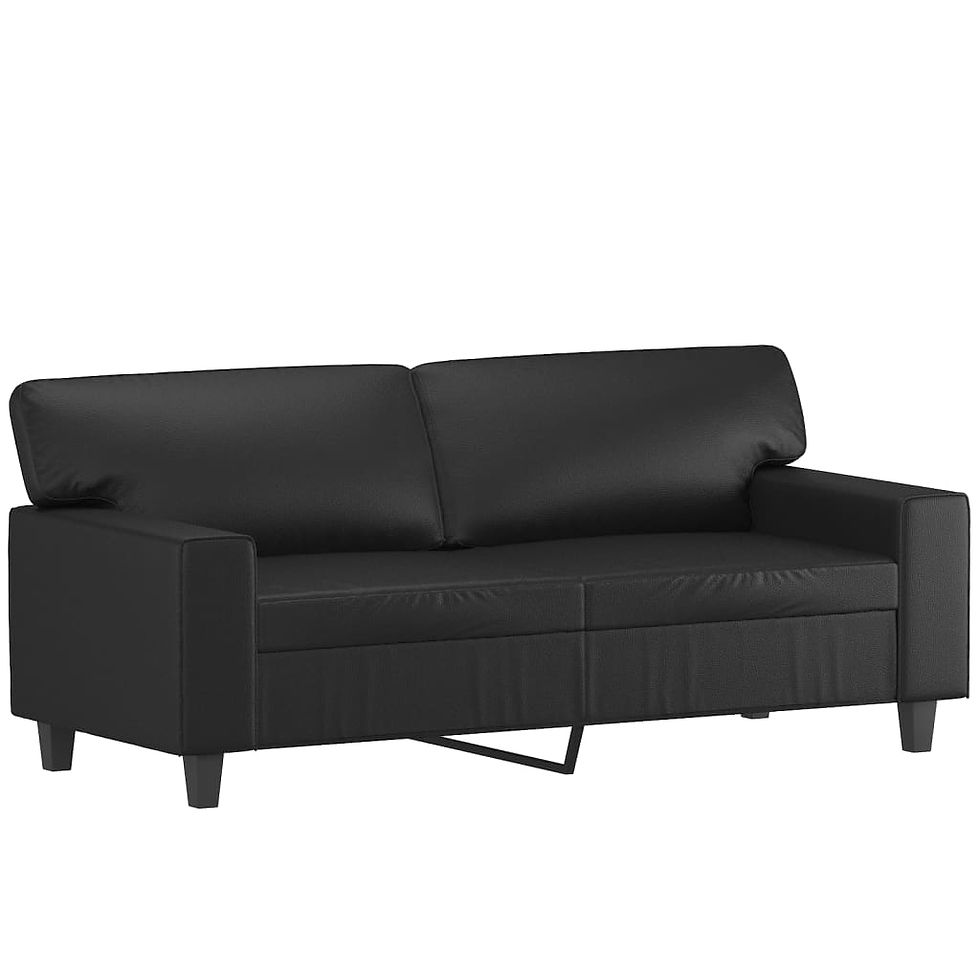 Миниатюра: 2-местен диван с декоративни възглавници черен 140 см
