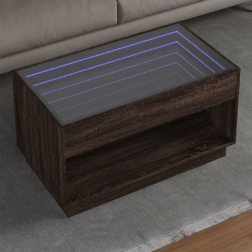 Миниатюра: Маса за кафе с Infinity LED кафяв дъб 90x50x50 см