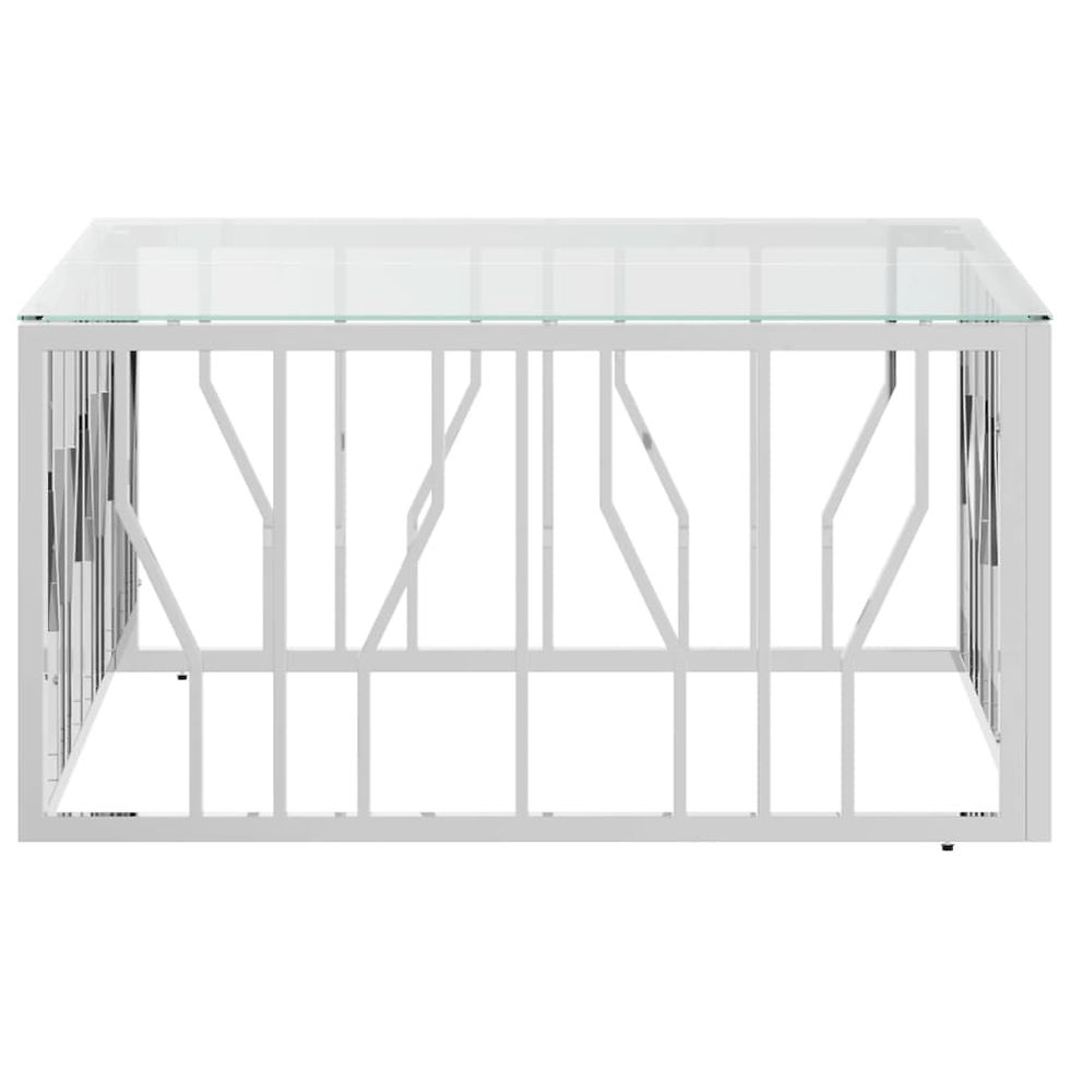 Миниатюра: Маса за кафе 80x80x40 cм неръждаема стомана и стъкло