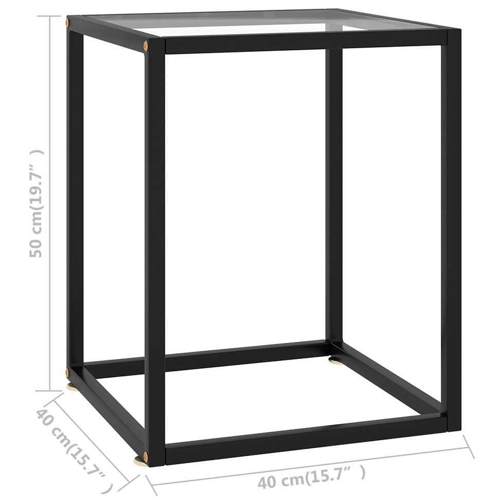 Миниатюра: Кафе маса черна със закалено стъкло 40x40x50 см