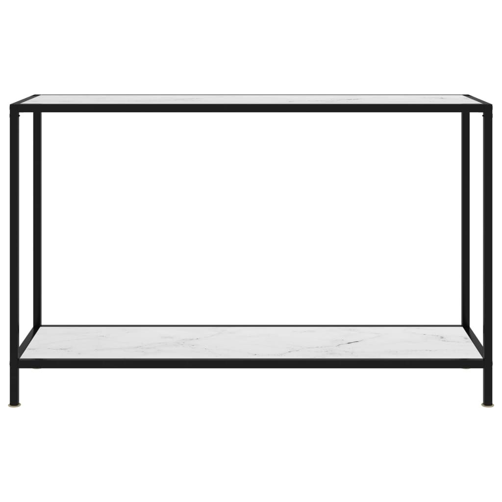 Конзолна маса бяла 120x35x75 cм закалено стъкло