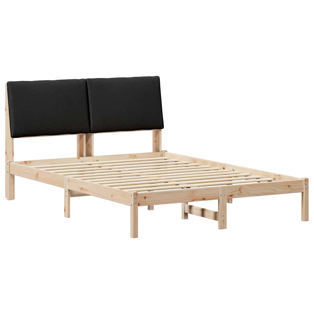 Рамка на леглото Кафяв и черен 160 x 200 cm Борово дърво масив