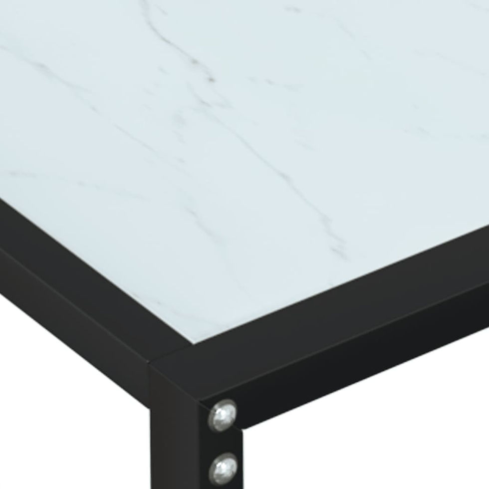 Миниатюра: Конзолна маса бял мрамор 160x35x755 cм закалено стъкло