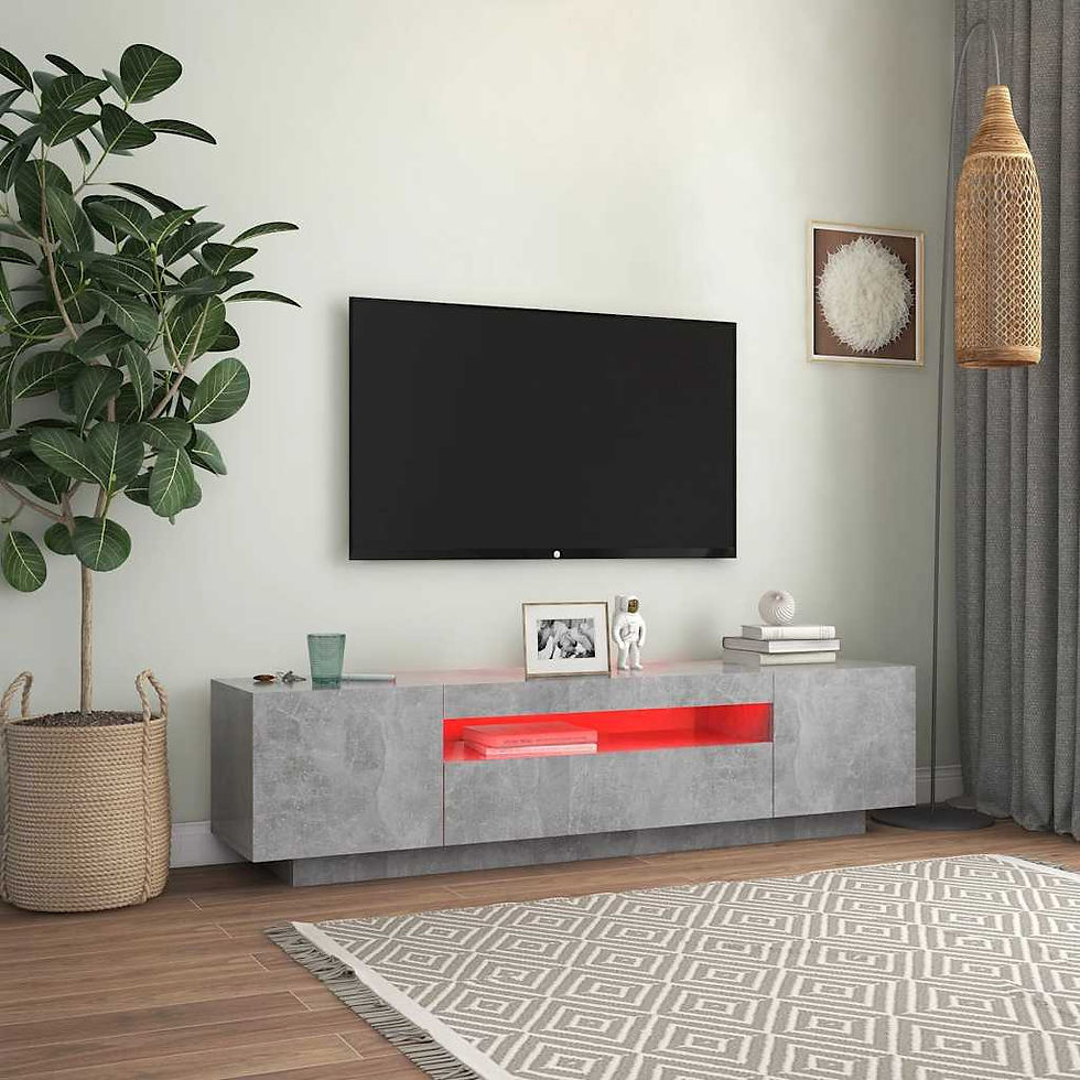 Миниатюра: ТВ шкаф с LED осветление бетонно сив 160x35x40 см