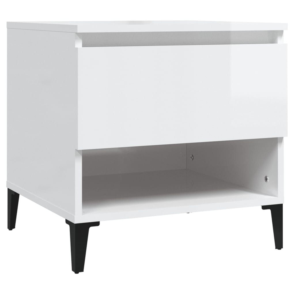 Странична маса бял гланц 50x46x50 см инженерно дърво