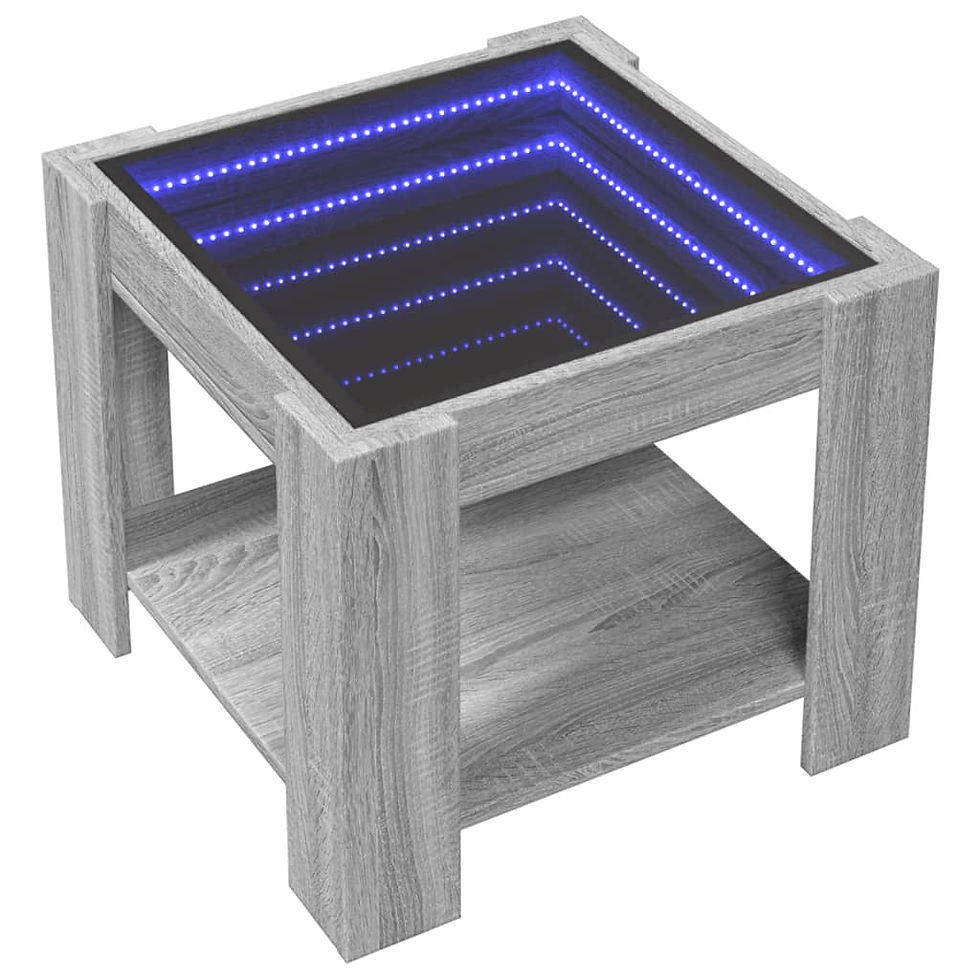 Миниатюра: Маса за кафе с LED сив сонома 53x53x45 см инженерно дърво
