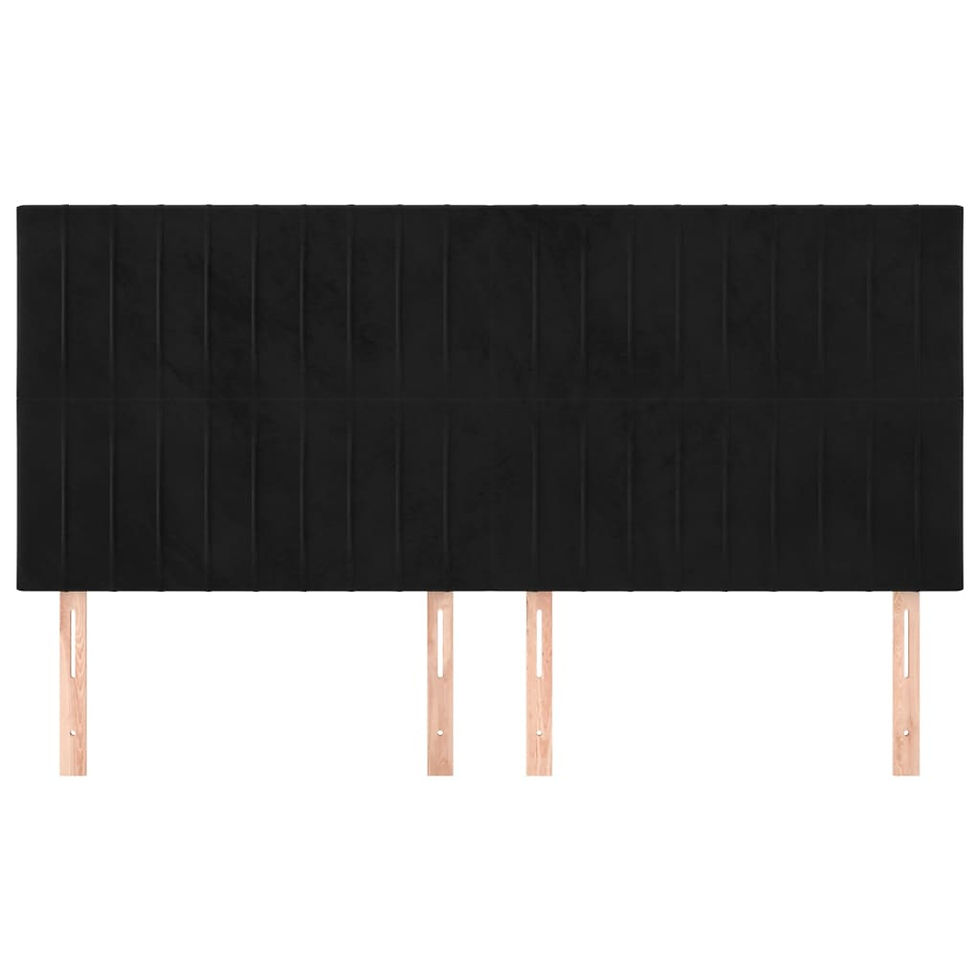 Миниатюра: Табла за легло черна 200x5x118/128 см кадифе