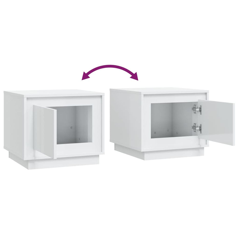 Миниатюра: Кафе маса бял гланц 51x50x44 см инженерно дърво