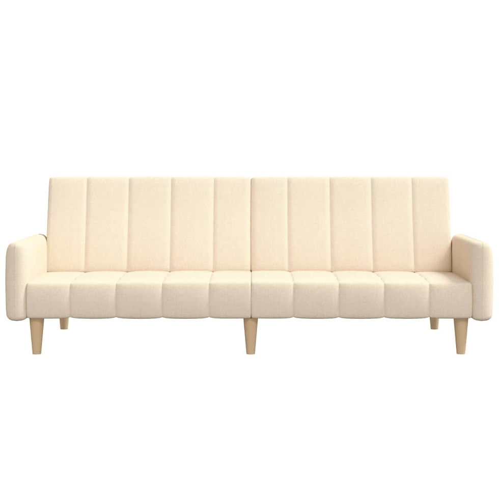 Миниатюра: 2-местно разтегателно канапе кремаво текстил