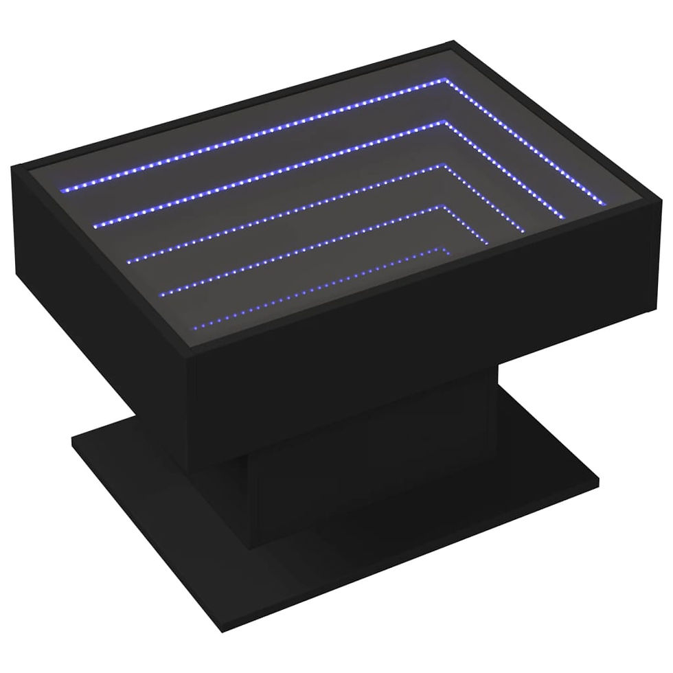 Миниатюра: Маса за кафе с LED черна 70x50x45 см инженерно дърво